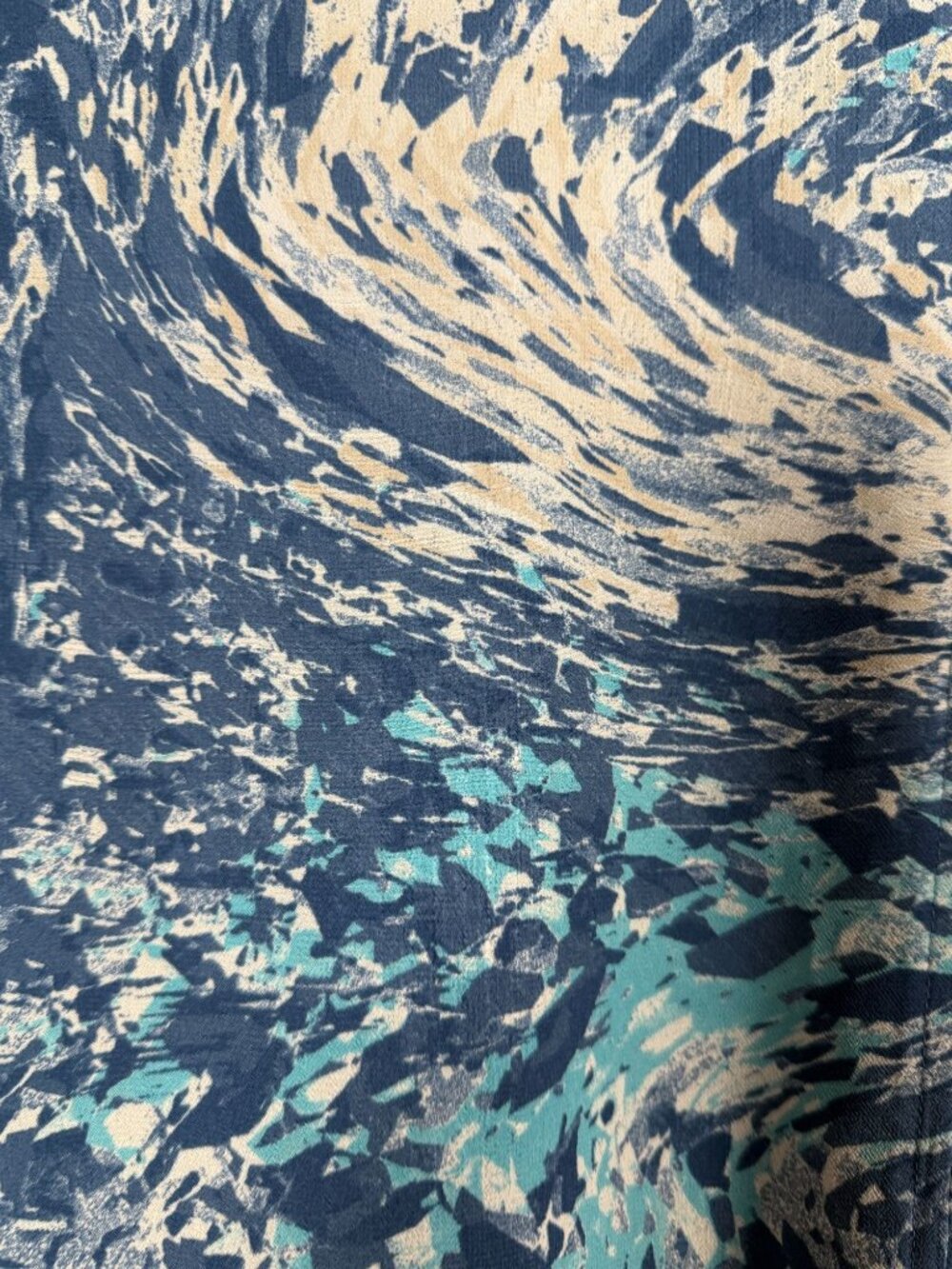 Chico's Blue Abstract Marbled Paint Splatter Print 3/4 Sleeve Tunic Blouse Sz 1 - Picture 2 of 10
